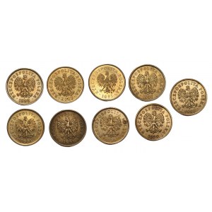 Set of 9 x 2 pennies 1990-2003