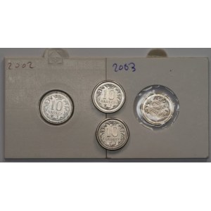 Set of 4 x 10 pennies 1992 - 2003