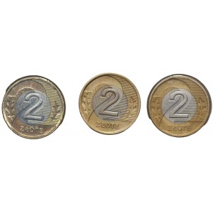 Set of 3 x 2 gold 1995-2005