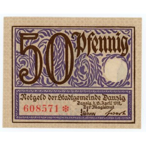 Danzig, 50 fenig 1919 violett