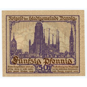 Gdańsk, 50 fenigów 1919 fioletowy