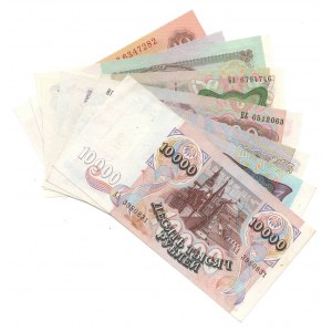 ZSRR/ROSJA zestaw 8 sztuk banknotów od 10 do 10000 rubli (1961-1992)