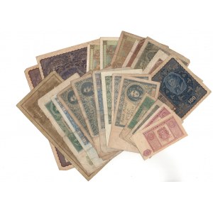 Zestaw 22 sztuk banknotów 1919-1941