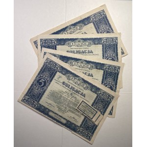 Obligacja III serii premjowej pożyczki dolarowej na 5 dolarów 1931 - 4 sztuki
