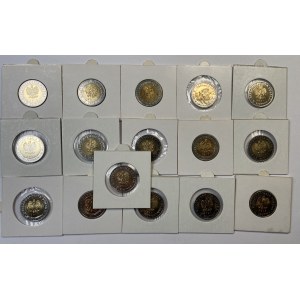 Set of 5 zloty coins 2014-2022 - 16 pieces in holders