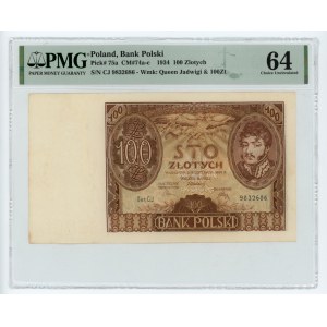 100 złotych 1934 seria C.J. - PMG 64