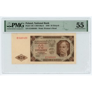 10 złotych 1948 - seria E - PMG 55