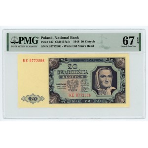 20 gold 1948 - KE series - PMG 67 EPQ