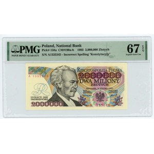2,000,000 gold 1992 - Series A with CONSTITUTIONAL error...Y - PMG 67 EPQ
