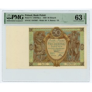 50 złotych 1929 - Seria EC. - PMG 63 EPQ