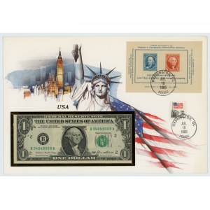 USA - zestaw banknot oraz znaczek