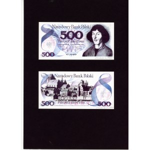 500 złotych 1971 z autografem Andrzeja Heidricha - rewers WYDRUKU projektu
