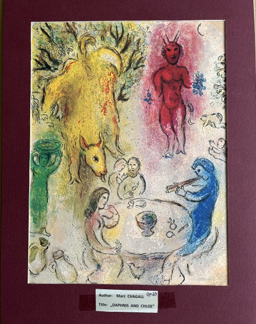 Marc Chagall ( 1887 - 1985 ), Pan's Banquet z cyklu Daphnis and Chloe, 1977