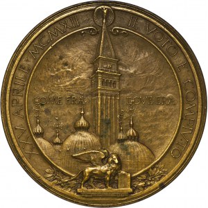 Włochy, Medal na pamiątkę odbudowa dzwonnicy Bazyliki św. Marka w Wenecji.