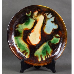 Abstract platter, Leszek Dutka (1921-2014), ceramics, 1960s.