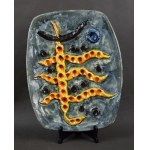 Abstract platter, Zygmunt FLIN (1909-1993), ceramics, 1960s. Unique