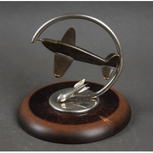 Figurka gabinetowa „Samolot” Art Deco, Polska, lata 30-te.