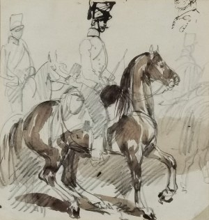 Piotr MICHAŁOWSKI (1800-1855), Huzarzy na koniach oraz szkic głowy oficera
