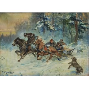 Mieczyslaw KRZYŻAK (1914-1984), Attack of the Wolves, 1955