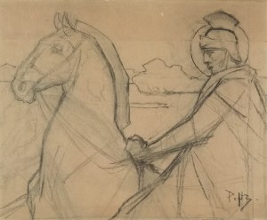 Piotr STACHIEWICZ (1858-1938), Święty Marcin na koniu - Szkic pracy do Roku Bożego, ok. 1900