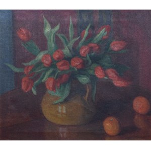Wladyslaw MAJEWSKI (1881-1925), Tulips in a vase and oranges