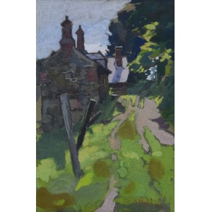 Carl MOLL (1861-1945), Pejzaż z zabudowaniami, 1907