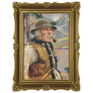 Stanisław GÓRSKI (1887-1955), Highlander mit Pfeife vor dem Hintergrund der Tatra