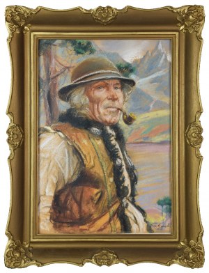Stanisław GÓRSKI (1887-1955), Góral z fajką na tle Tatr