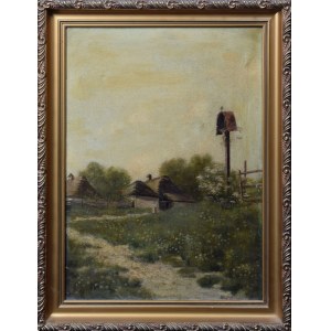 Author unspecified, 19th century, Landscape with roadside cross, 1897?