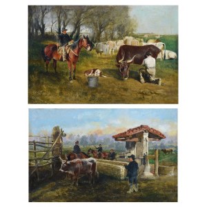 Anton WESSELY (1848-1908), Pascolo - coppia di opere, fine XIX secolo.