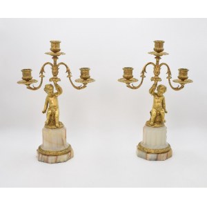 A pair of three candelabra candelabras