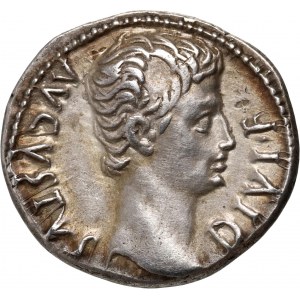 Römisches Reich, Octavian Augustus 27 v. Chr. - 14 n. Chr., Denar, Lyon