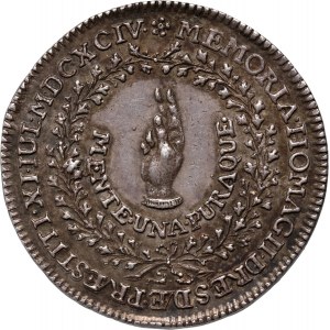 August II Mocny (jako elektor Saski), medal z 1694 roku, upamiętniający Hołd w Dreźnie
