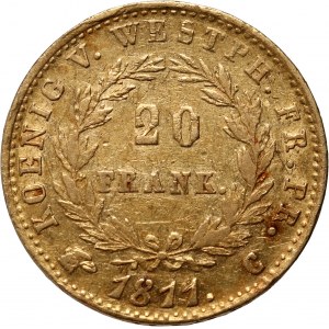 Germany, Westphalia, Jerome Napoleon, 20 Francs 1811 C