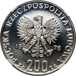 PRL, 200 złotych 1976, Igrzyska XXI Olimpiady, stempel lustrzany (Proof)