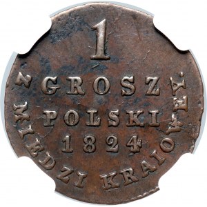 Królestwo Kongresowe, Aleksander I, grosz z miedzi krajowej 1824 IB, Warszawa