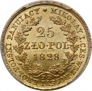 Królestwo Kongresowe, Mikołaj I, 25 złotych 1828 FH, Warszawa, ex Fuchs, bardzo rzadkie