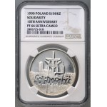 Dritte Republik, 100000 Zloty 1990, Solidarität, Typ D, Originalmappe