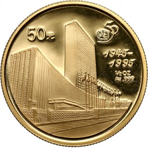 China, 50 Yuan 1995, 50 years of UN, 1/2 oz.