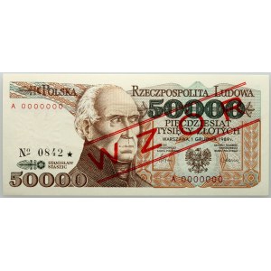 PRL, 50000 Zloty 1.12.1989, MODELL, Nr. 0842, Serie A