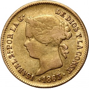 Philippines, Isabel II, Peso 1865, Manila