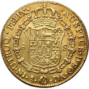 Chile, Charles III, 8 Escudos 1775 So DA, Santiago