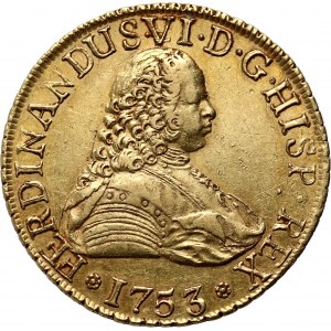 Chile, Ferdinand VI, 8 Escudos 1753 So J, Santiago