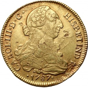 Chile, Charles III, 8 Escudos 1787 So DA, Santiago