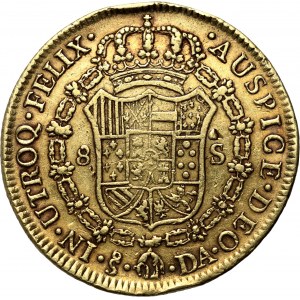Čile, Karol IV, 8 escudos 1793 So DA, Santiago