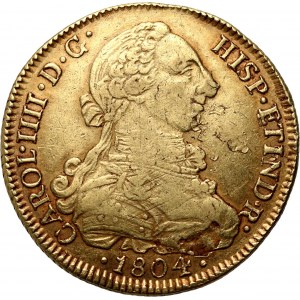 Čile, Karol IV, 8 escudos 1804 So FJ, Santiago