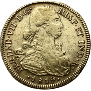 Kolumbia, Ferdinand VII, 8 escudos 1819 NR JF, Bogota