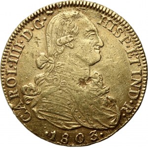 Kolumbien, Karl IV, 8 Escudos 1803 NR JJ, Bogota