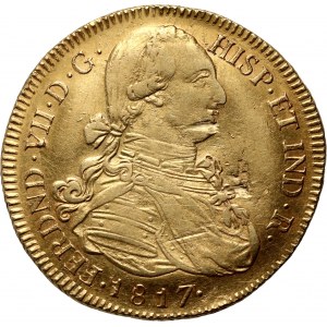 Kolumbie, Ferdinand VII, 8 escudos 1817 P FM, Popayan