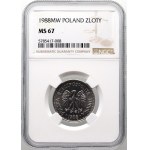 PRL, 1 złoty 1988, najwyższa nota NGC